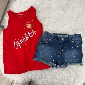 Cat & Jack Medium Red Sparkler Patriotic Fourth of July Outfit
